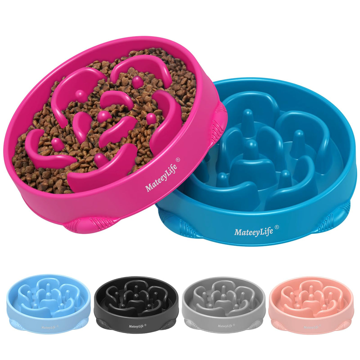 MateeyLife large slow-feeder bowls two-piece puzzle layout encourages slower eating