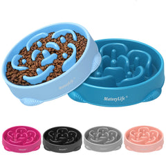 MateeyLife large slow feeder bowls with two bowls promotes calmer, slower eating for large dogs.