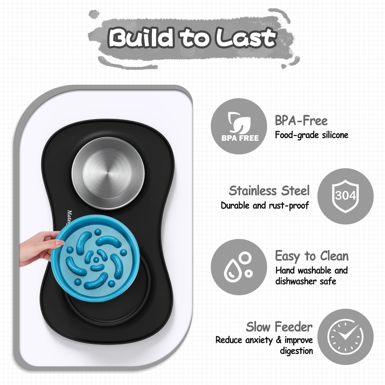 MateeyLife mealtime set assembled for small to medium dogs and cats.