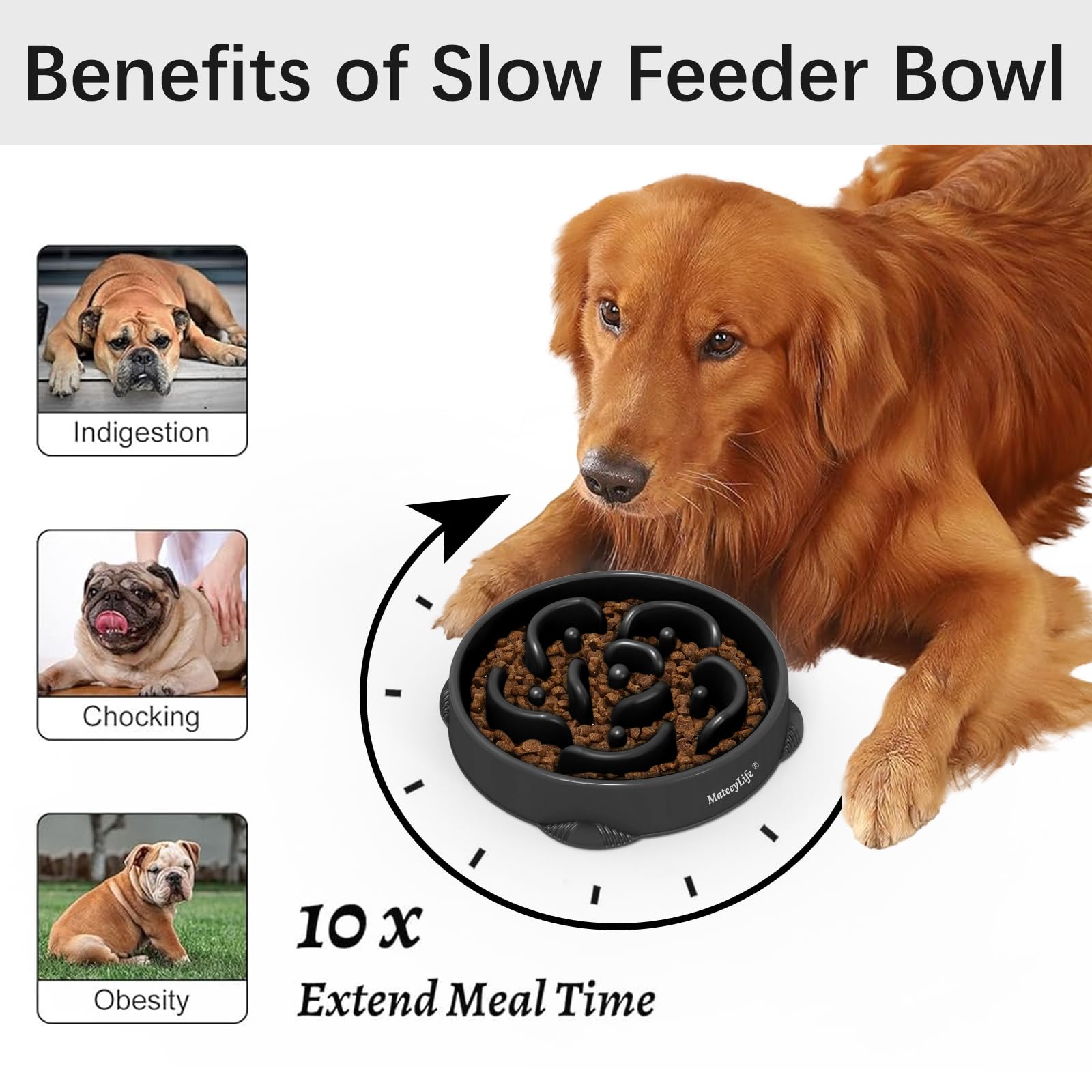 MateeyLife puzzle dog food bowls with maze design for engaging meals