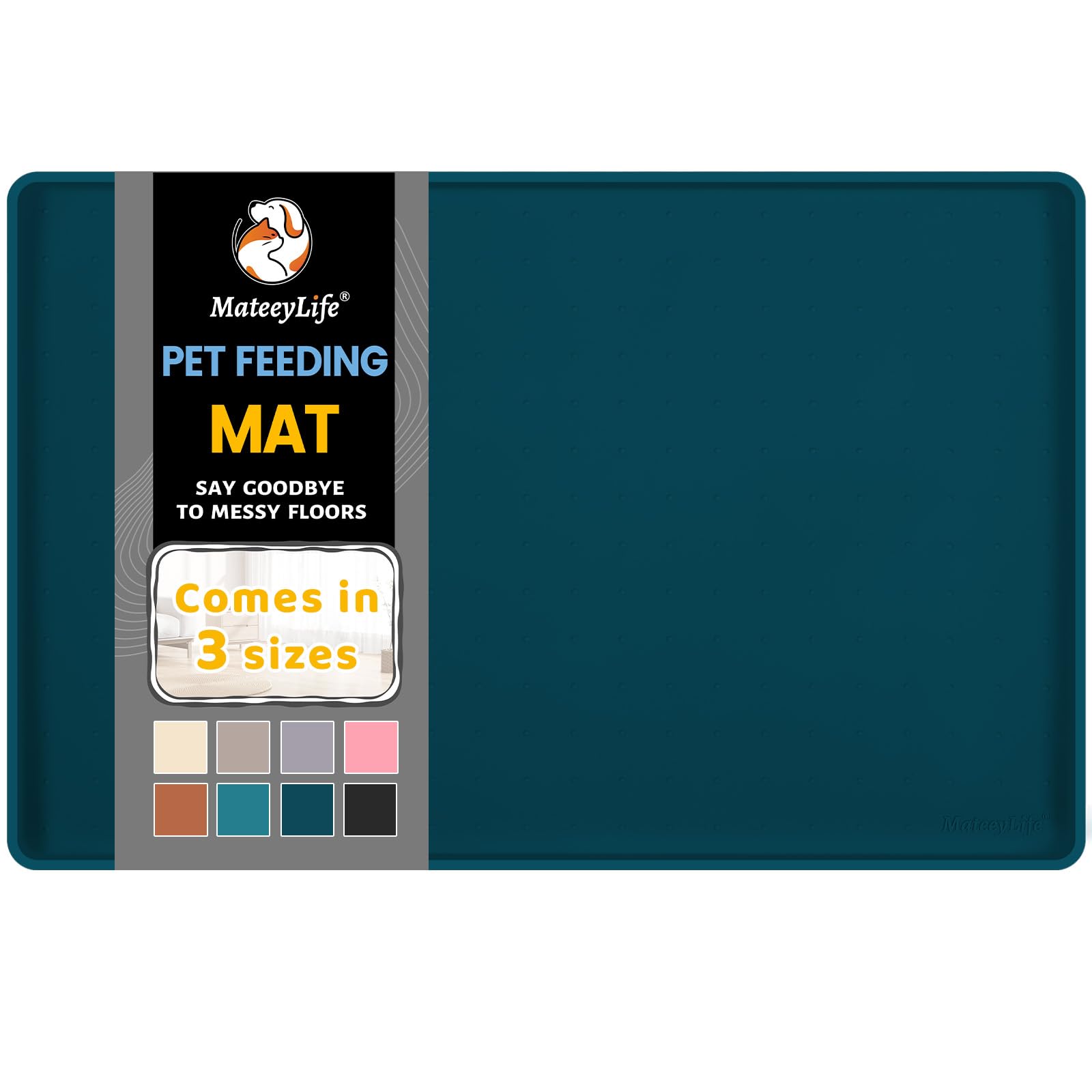 MateeyLife silicone cat and dog food mat with raised edge prevents spills