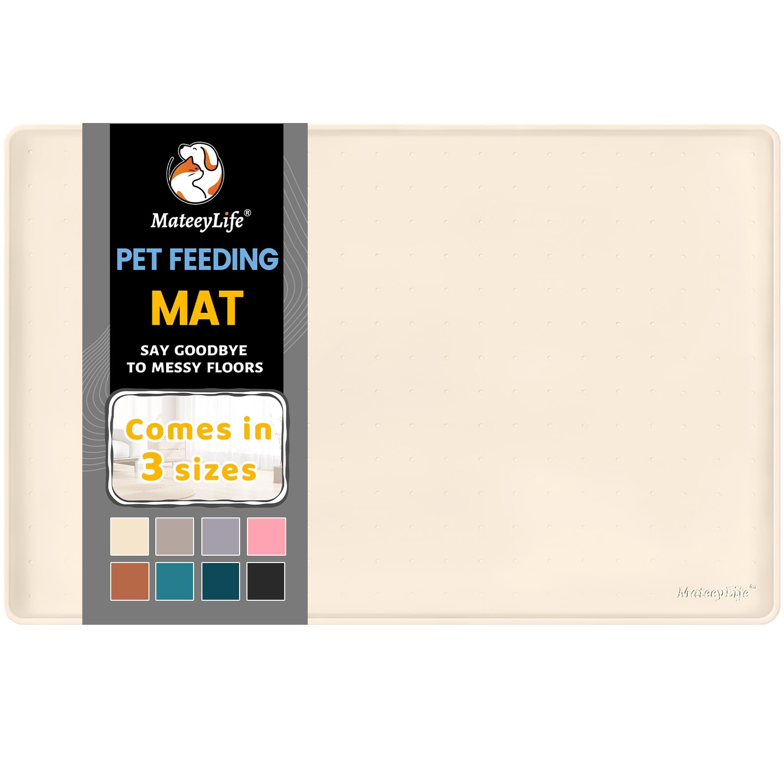 MateeyLife silicone cat and dog food mat waterproof keeps spills on the surface and floors safe
