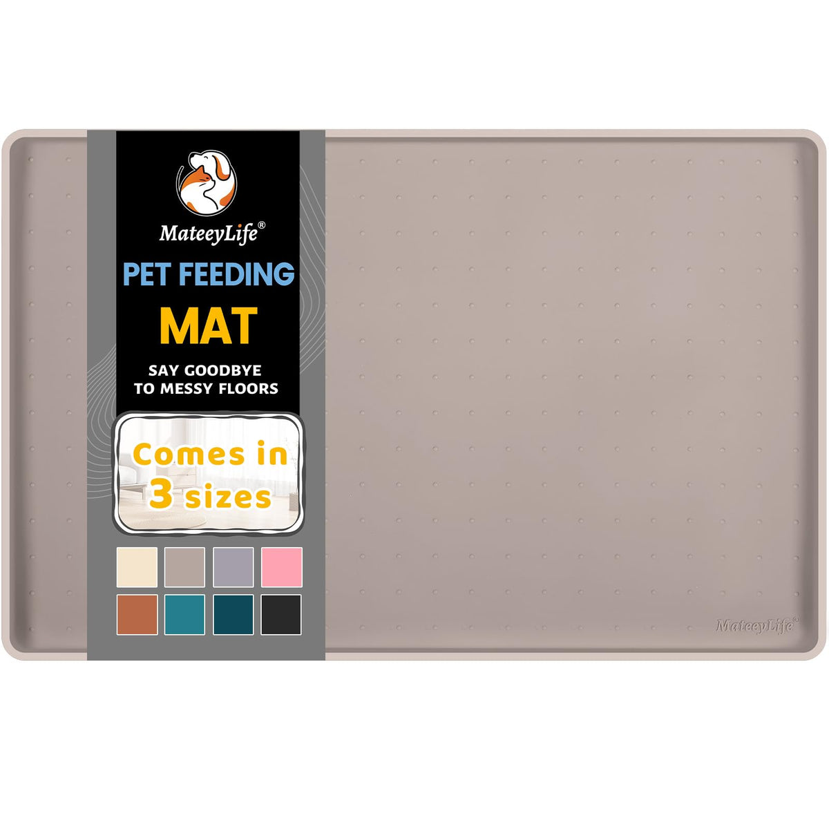 MateeyLife silicone cat-dog food mat waterproof surface prevents spills.