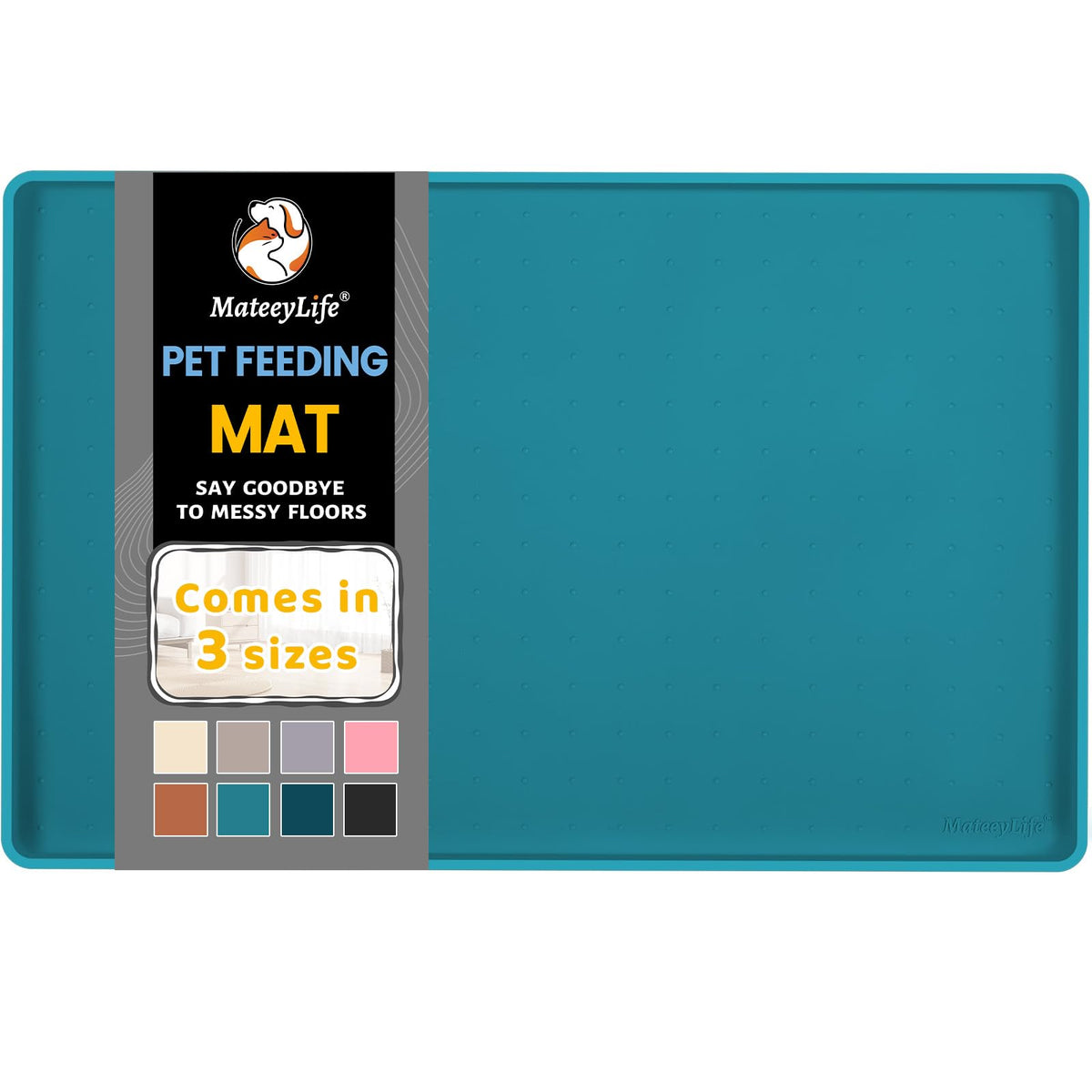 Tapete MateeyLife de silicona para comida de mascotas protege el piso.