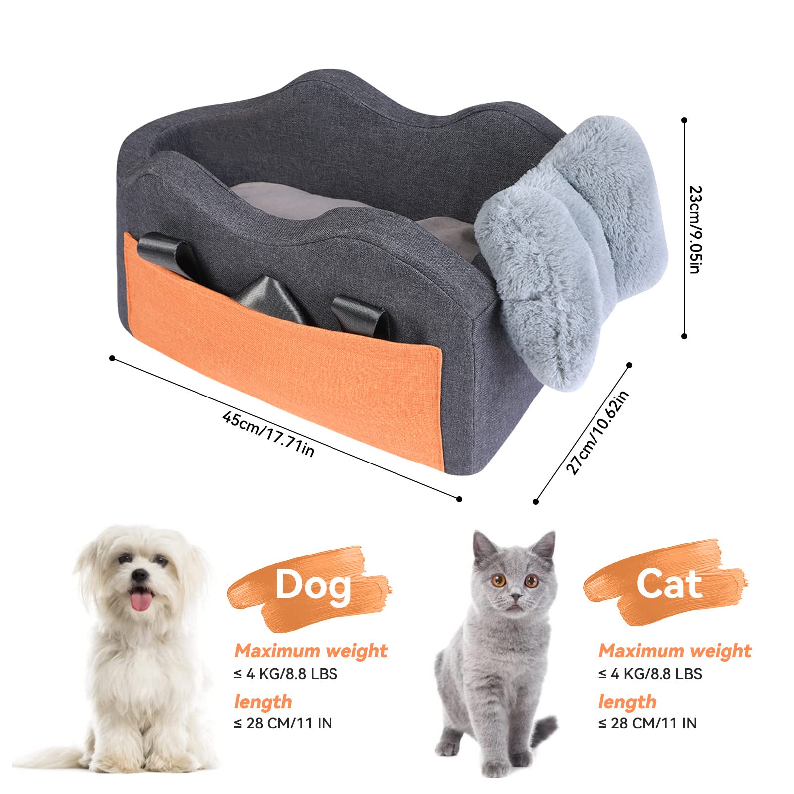 Matsofamic dog car seat pad close-up showing removable washable cover.