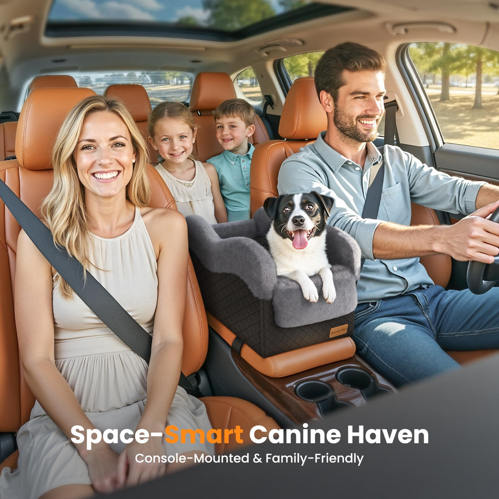 Mavora Max custom-fit seat for small dogs demonstrates optimal console placement