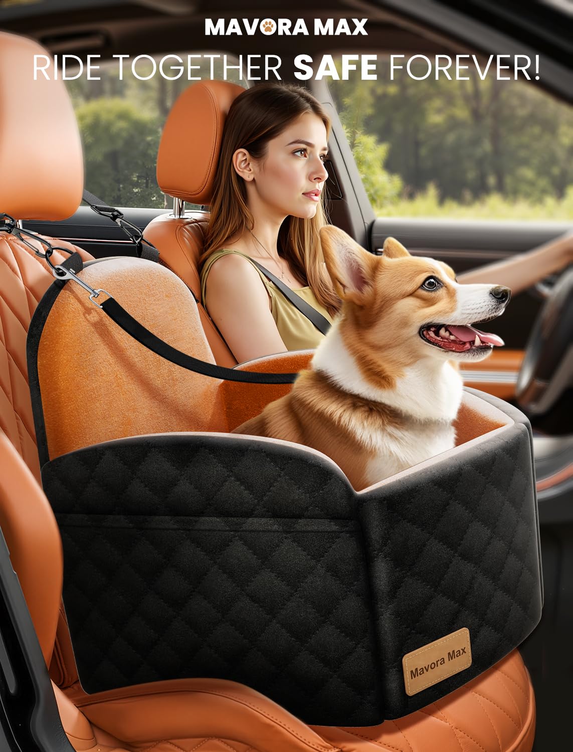 Mavora Max easy-install dog seat straps secure quickly for hassle-free setup.