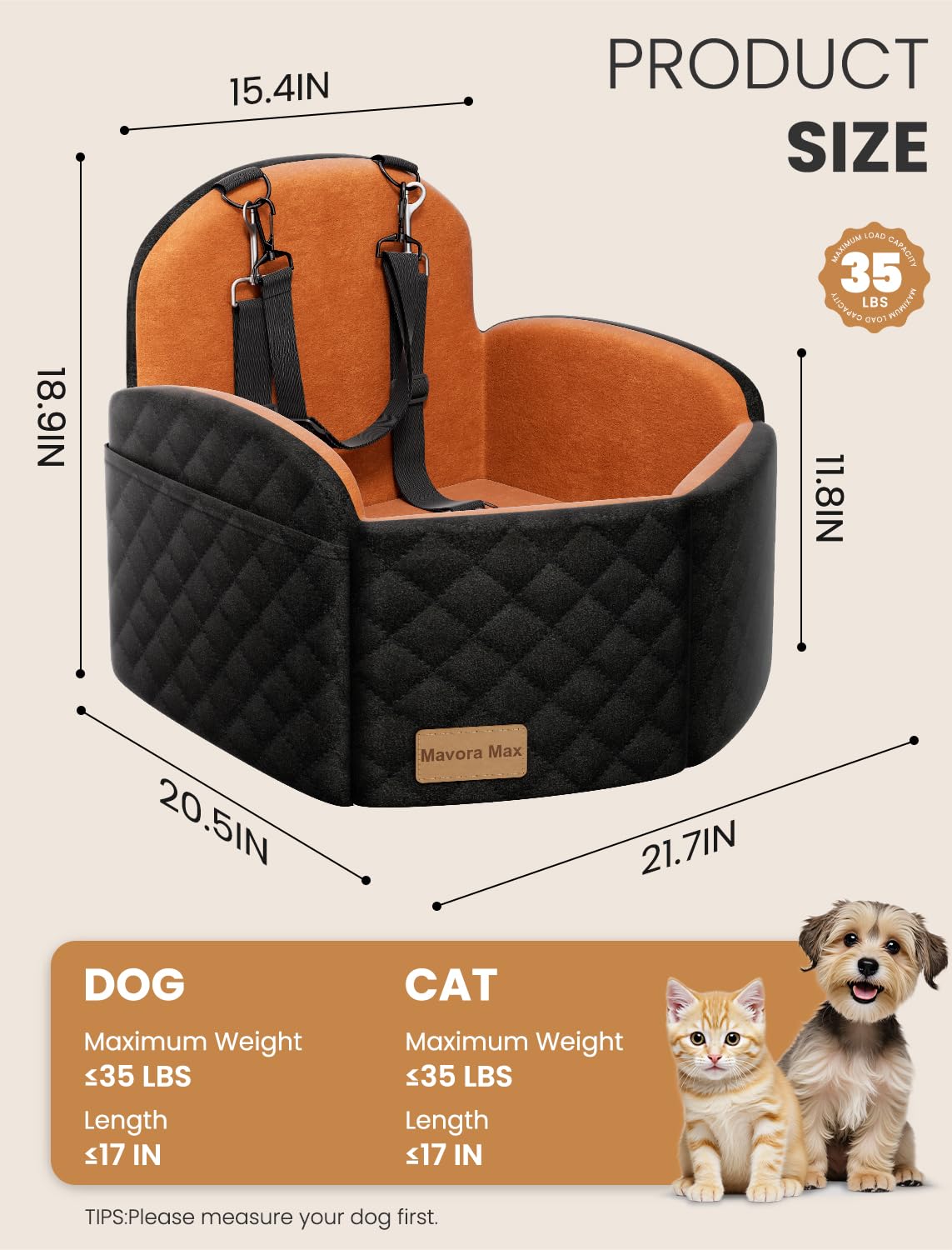 Mavora Max memory foam cushion contours to a dog's body for comfortable rides.