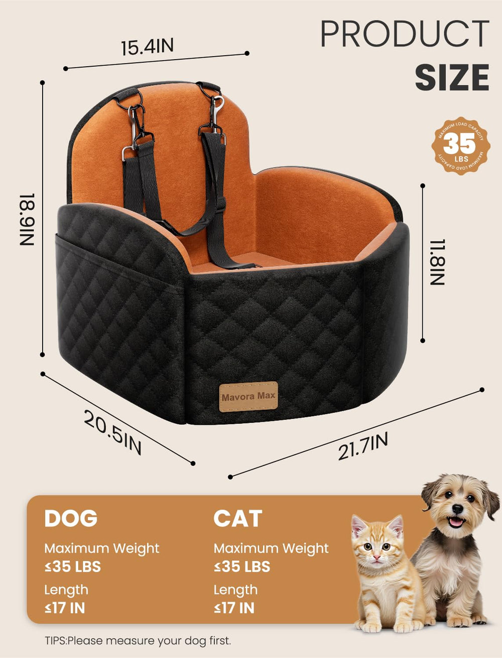 Mavora Max memory foam cushion contours to a dog's body for comfortable rides.