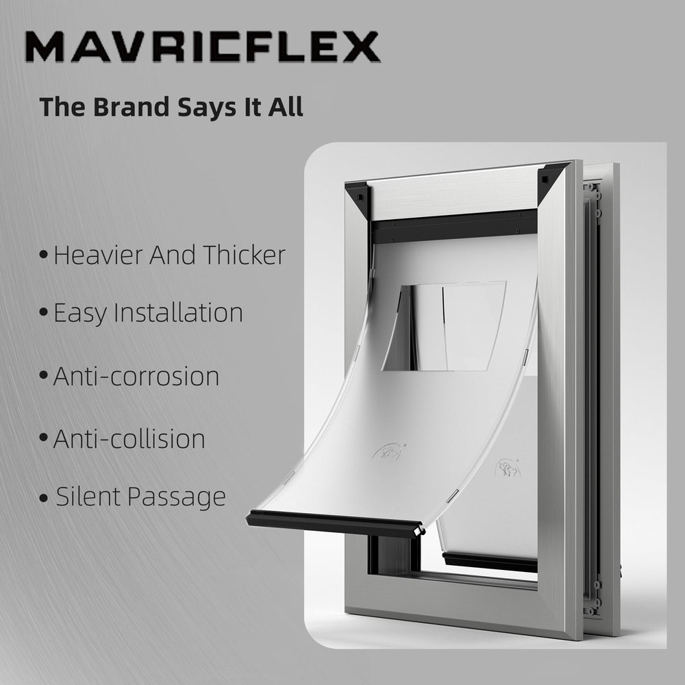 MAVRICFLEX dog door cutout template aids easy installation guidance.