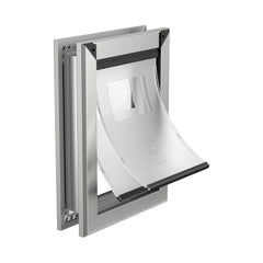 MAVRICFLEX heavy-duty dog door front view showing sturdy aluminum frame for large dogs up to 100 lbs