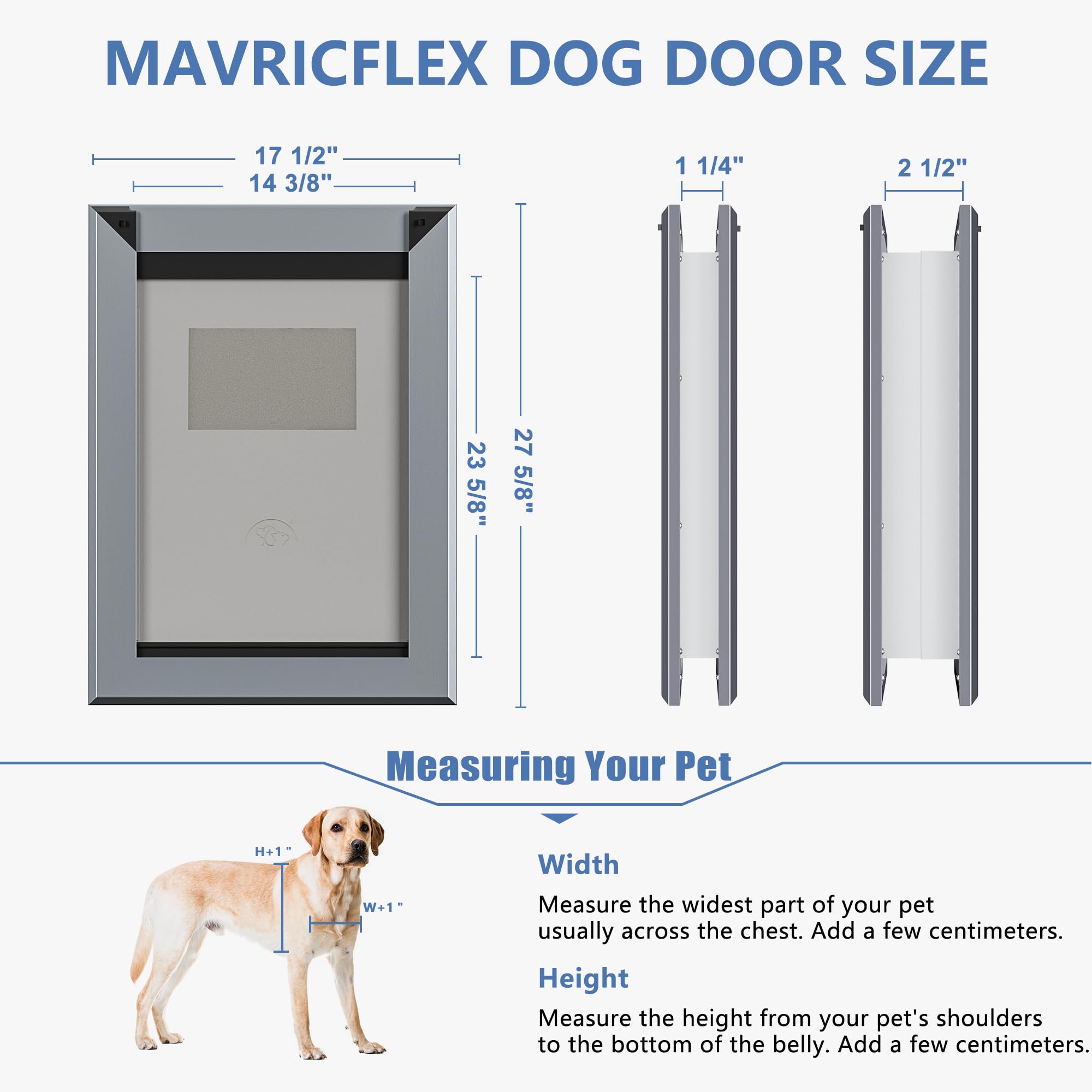 MAVRICFLEX heavy-duty XL dog door side view highlighting sturdy profile and weather seal