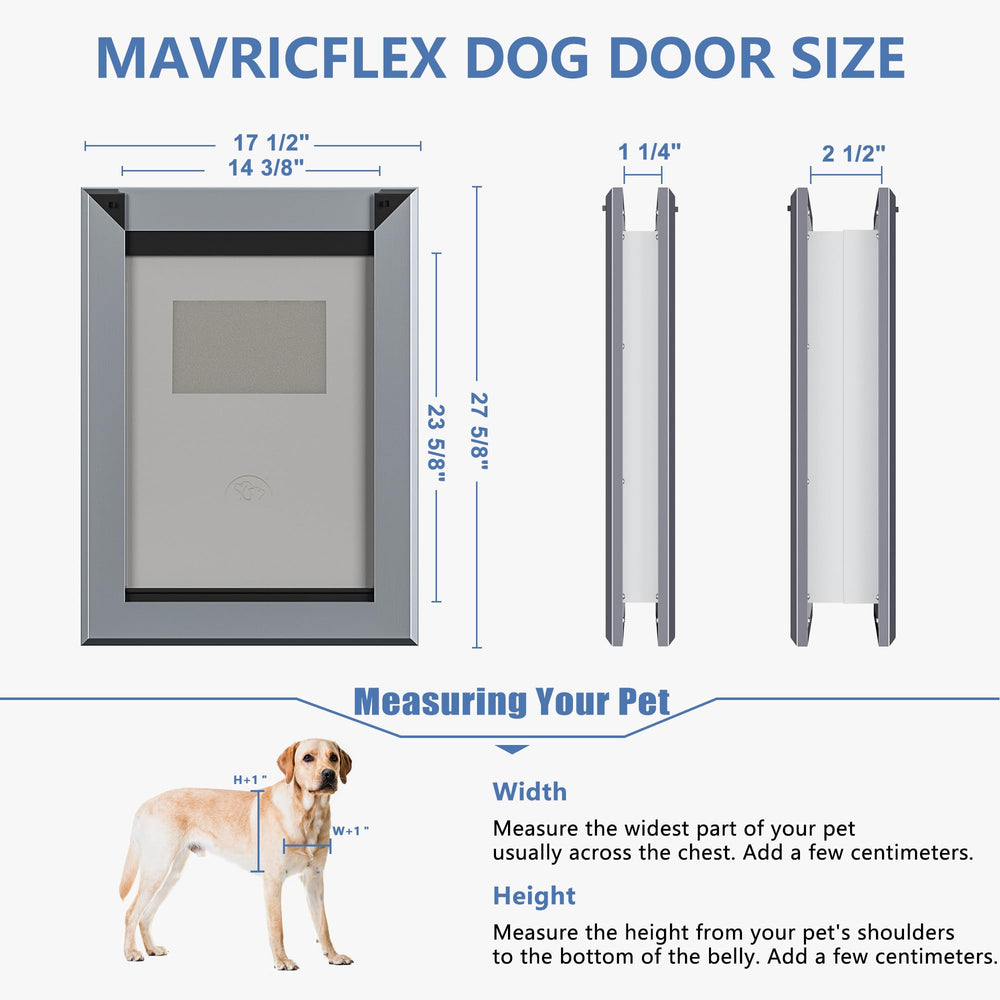 MAVRICFLEX heavy-duty XL dog door side view highlighting sturdy profile and weather seal