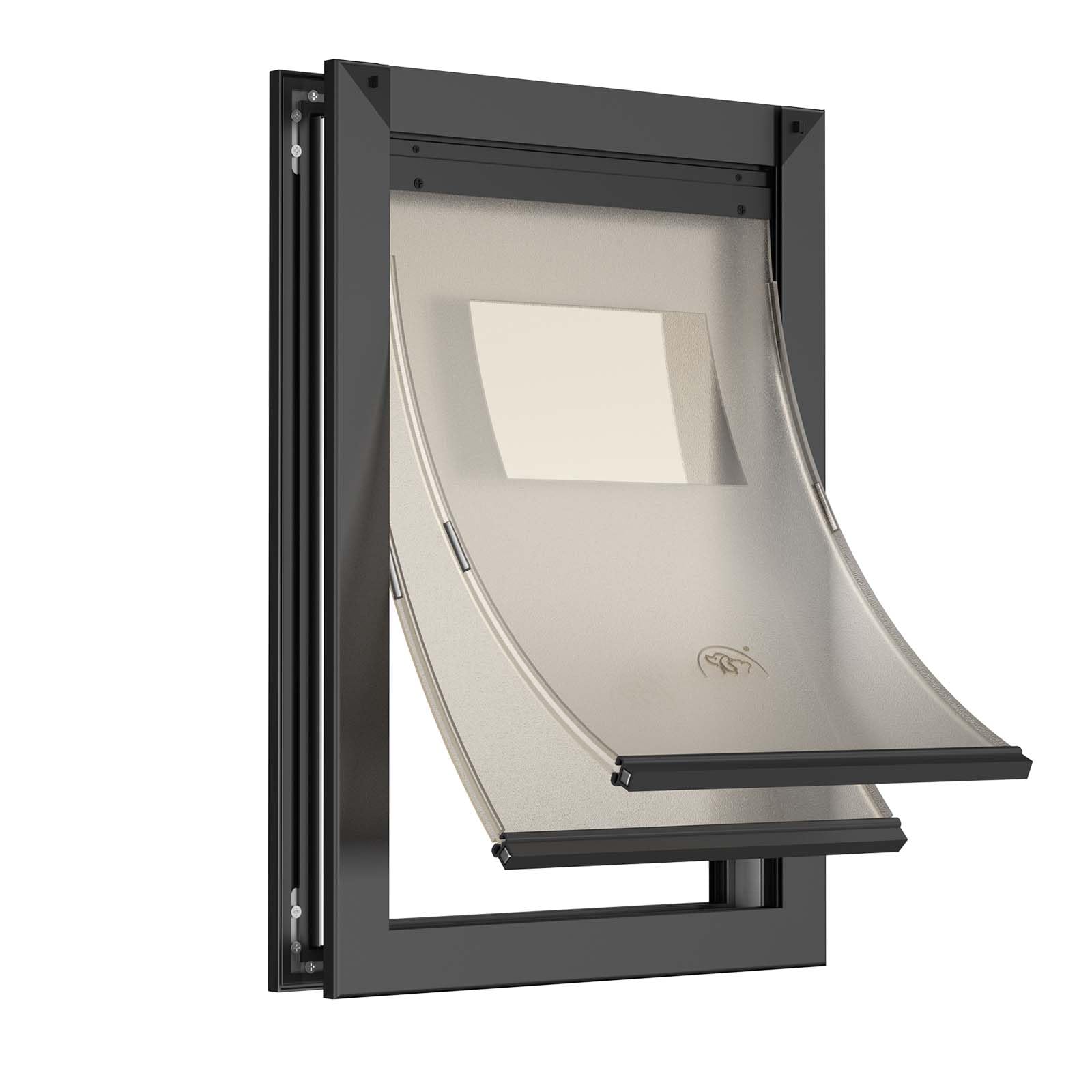 MAVRICPOWER aluminum dog door medium showcases sturdy construction for reliable weather-ready pet access