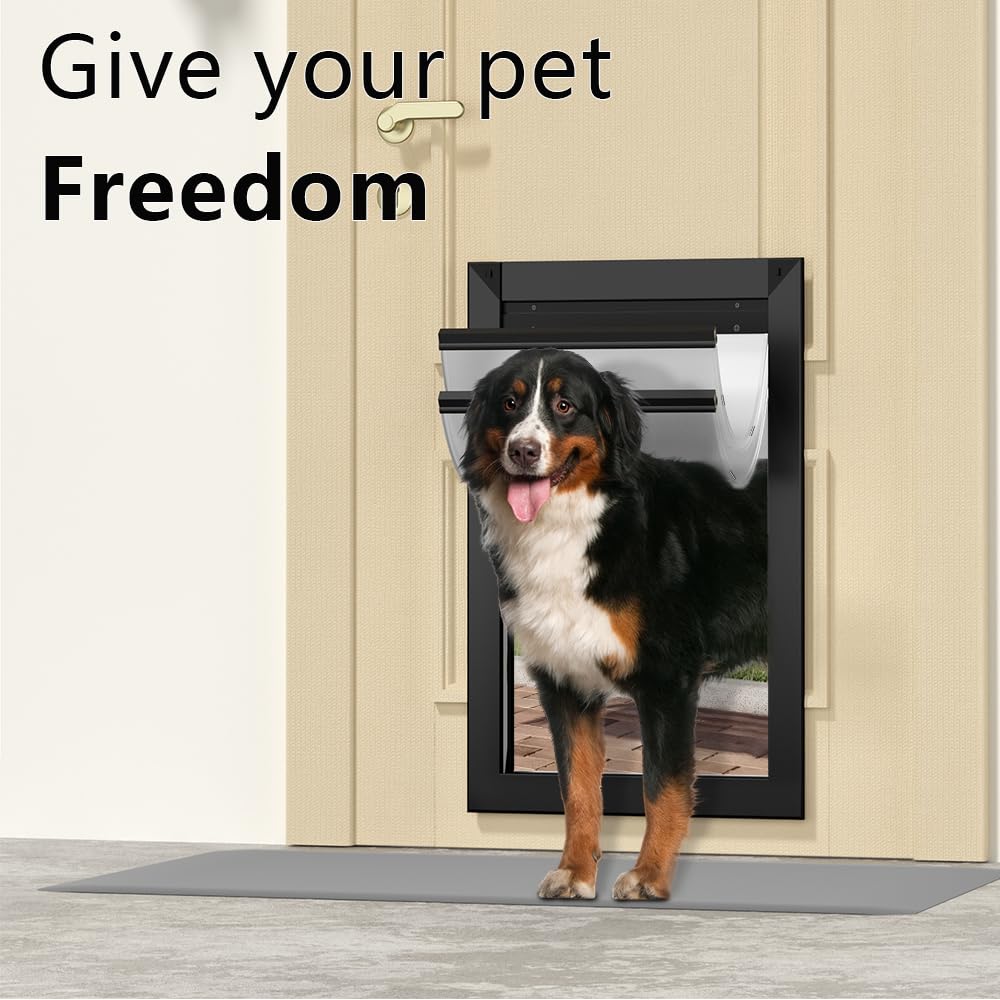 MAVRICPOWER dog door with adjustable tunnel fits multiple door thicknesses.