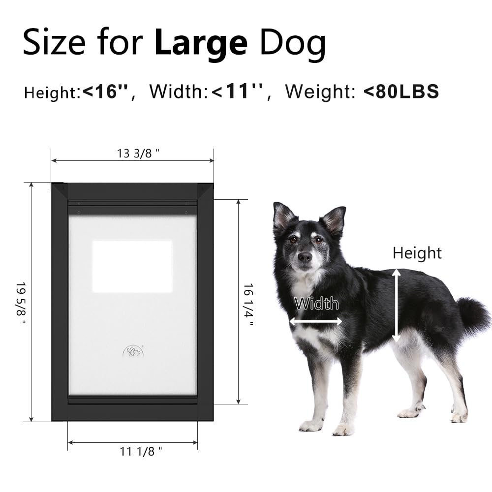 MAVRICPOWER dog door with two sliding lock panels for weather protection.
