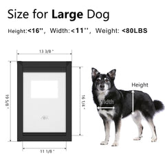 MAVRICPOWER dog door with two sliding lock panels for weather protection.