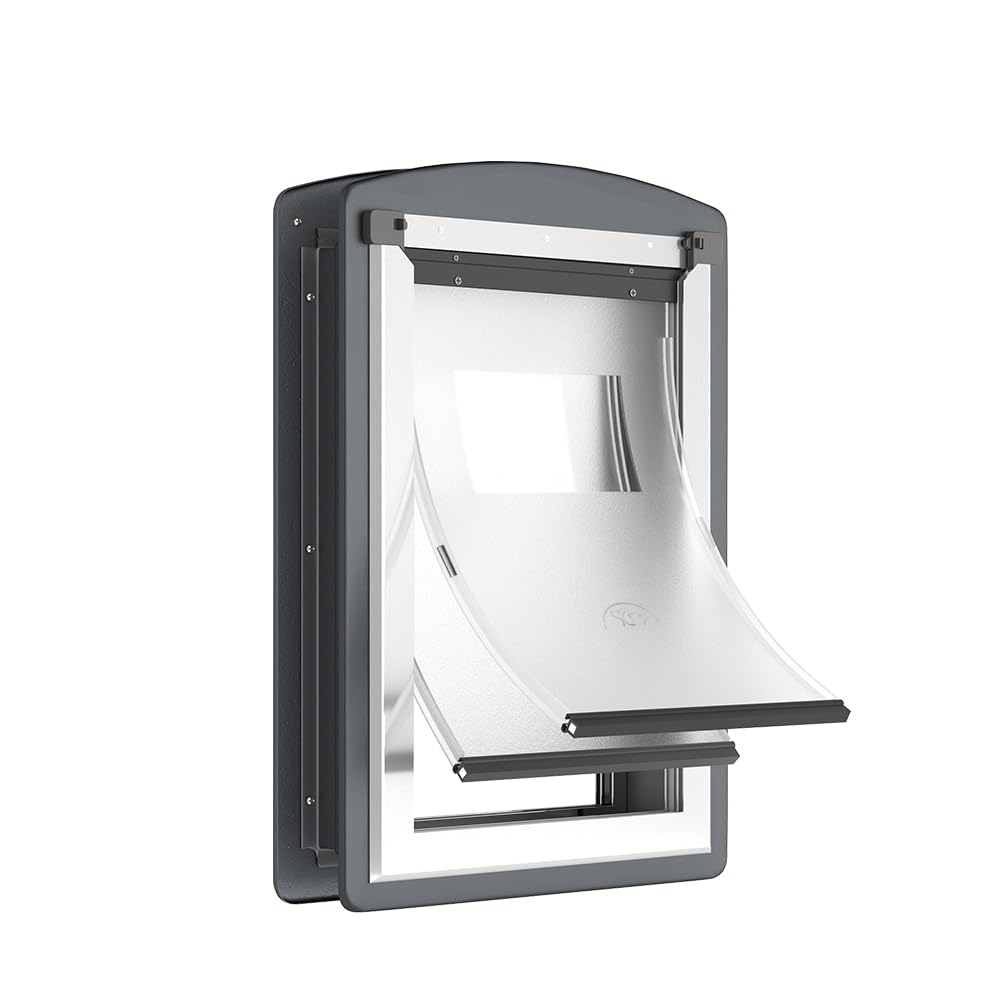 MAVRICPOWER steel dog door side view showing sturdy frame for active dogs