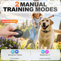 MawrPet collar on dog neck demonstrates 2-in-1 training and bark control.