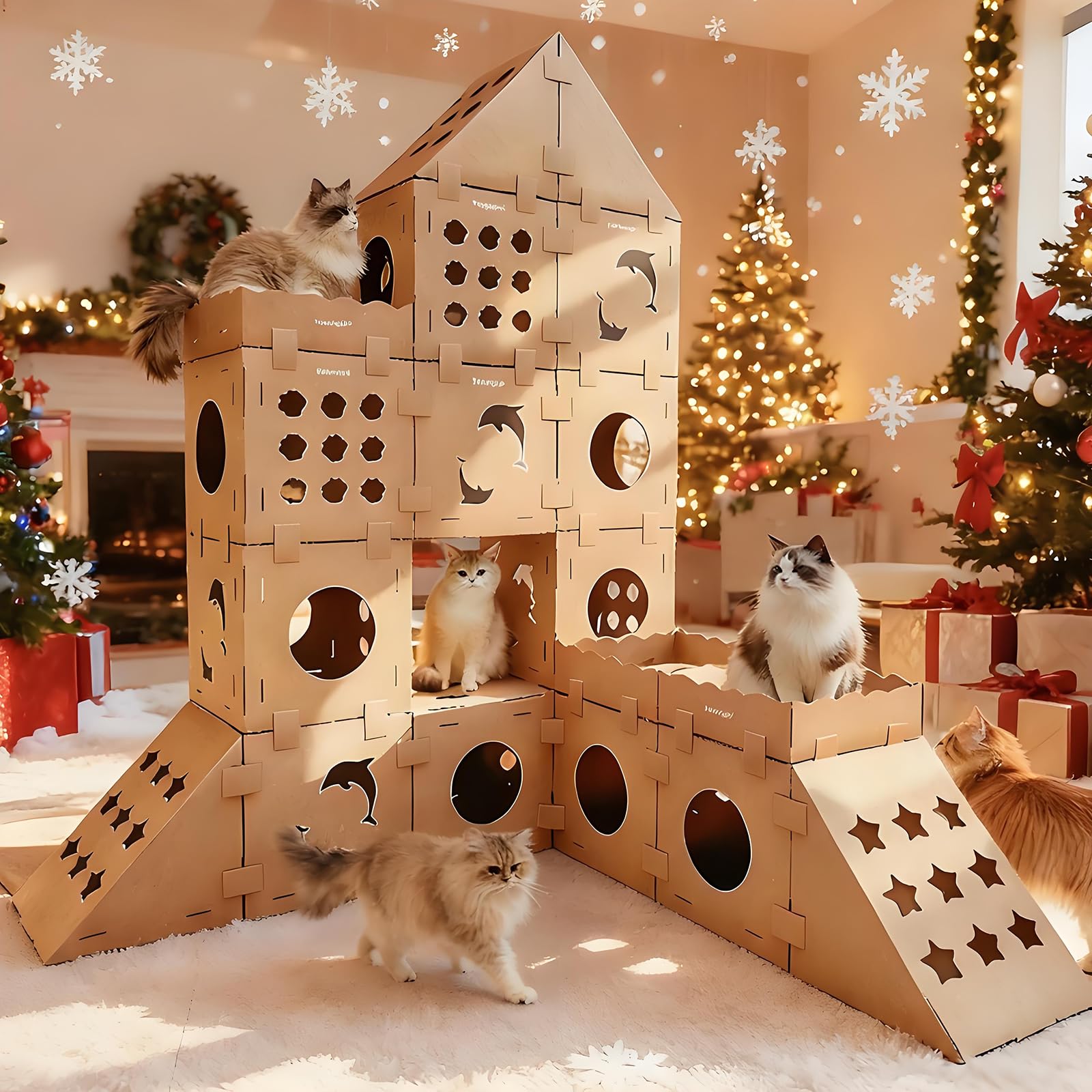 Mawrpet DIY cat scratcher house tunnels showcase interactive play spaces for curious cats.