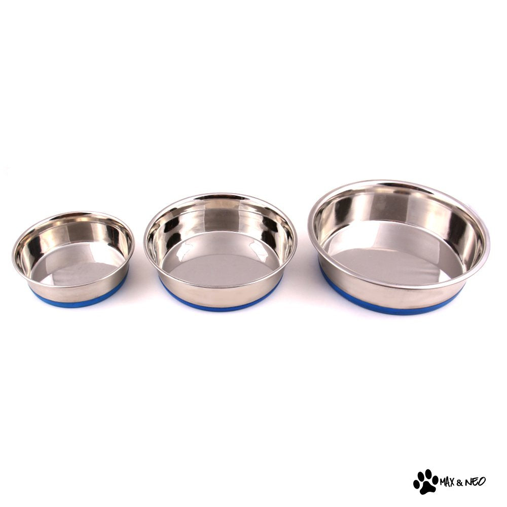 Max and Neo stainless steel bowl with non-slip bottom for steadier feeding