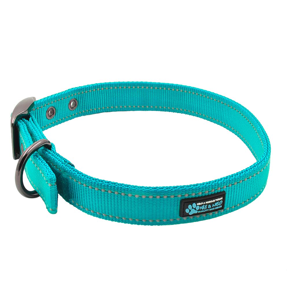 Max and Neo MAX reflective collar teal side view highlights durable hardware