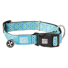 Max & Molly Urban Pets Smart ID Collar front view in retro blue for daily security