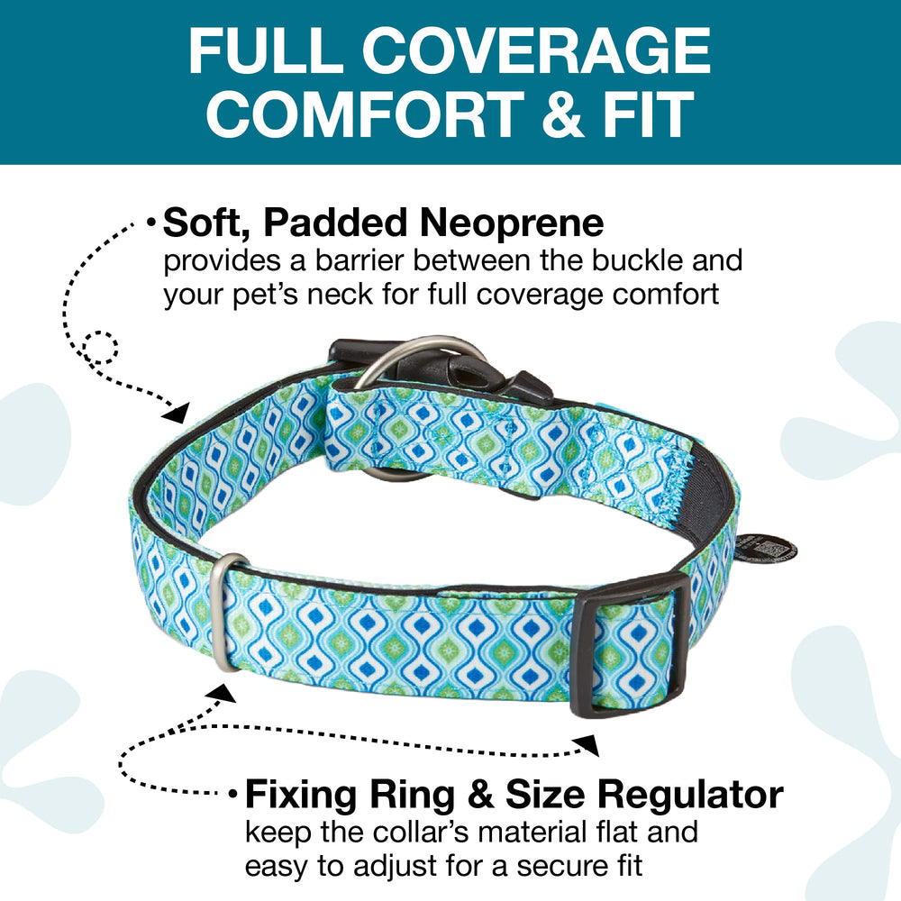 Smart ID Collar closeup shows soft neoprene padding preventing neck irritation