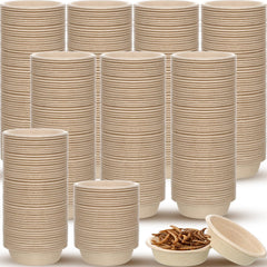 Maxcheck gecko feeding cups 500-pack in natural pulp color for easy reptile feeding.