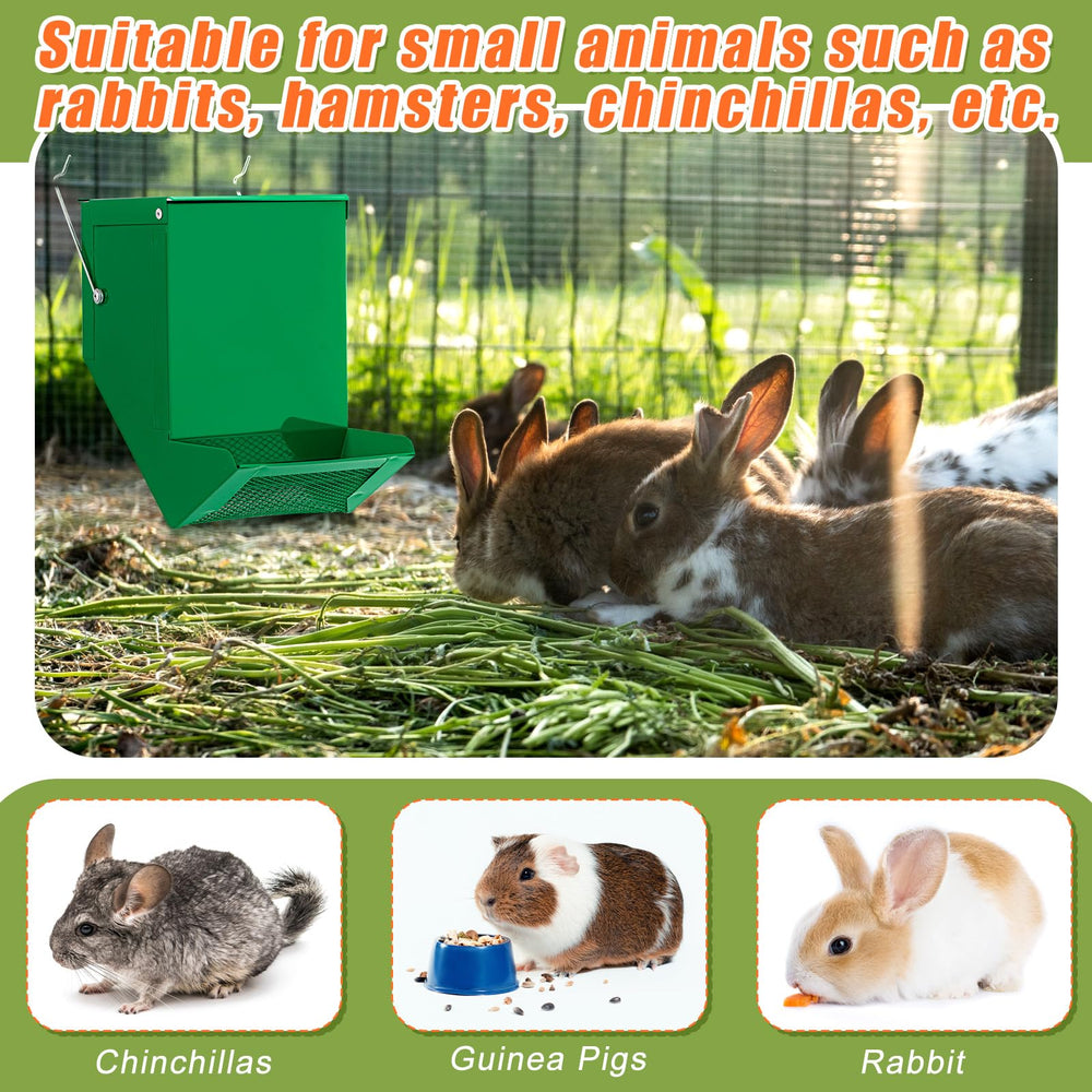 Maxcheck rabbit-feeder-2lb-capacity-green holds two pounds of pet food.