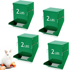 Maxcheck rabbit feeder with lid keeps feed clean and dry inside the cage.