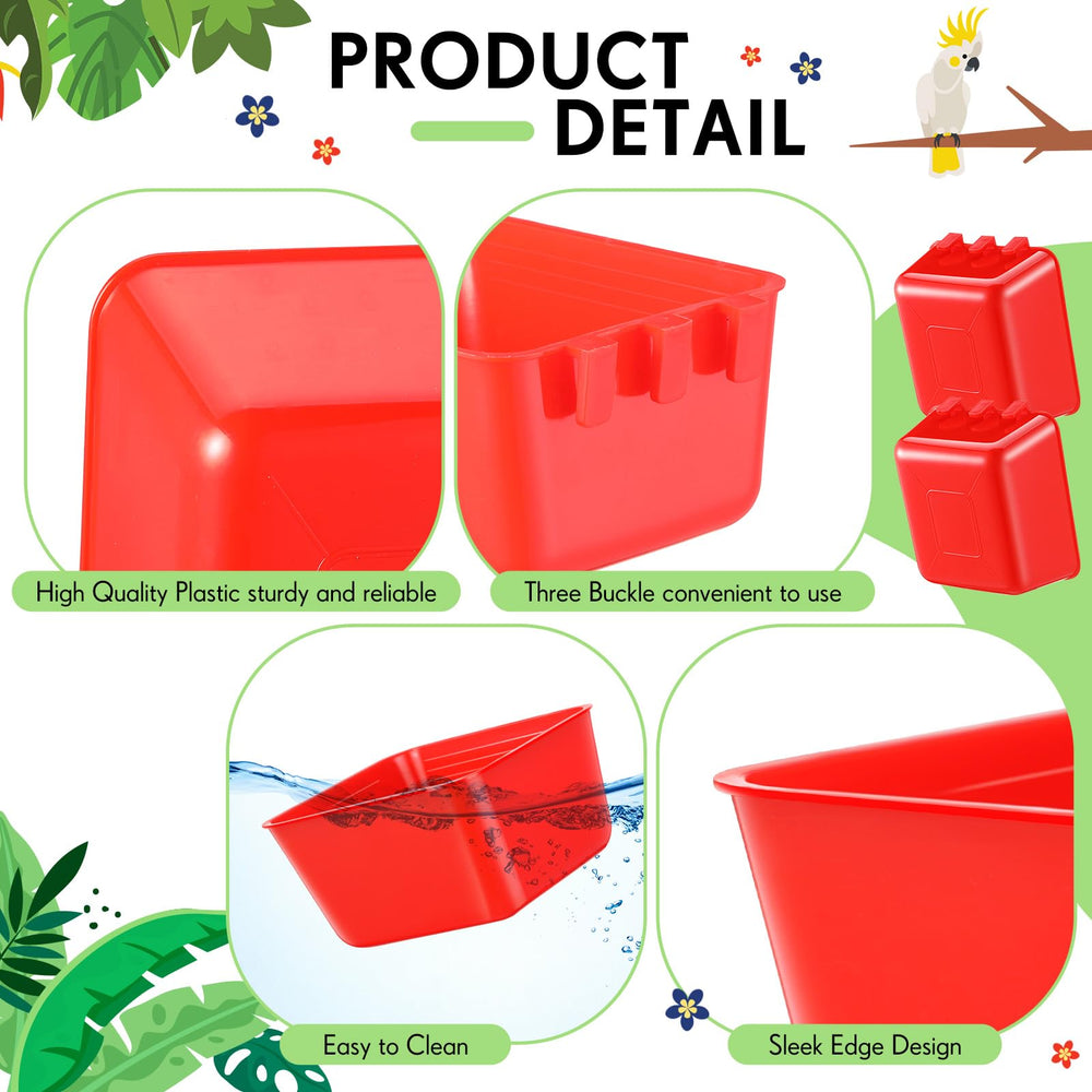 Maxdot durable plastic cups used for feeding and watering in busy coop