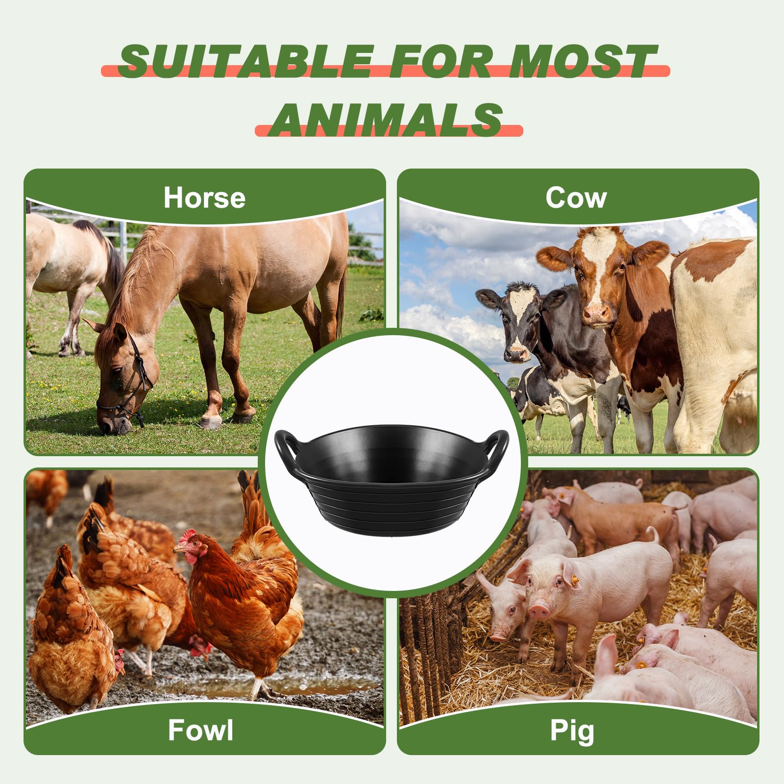 Maxdot rubber feed pan suitable for indoor outdoor use with multiple animals