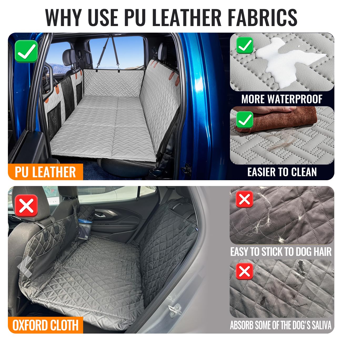 MAXFUT car seat protector guards seats and doors during travel with pets.