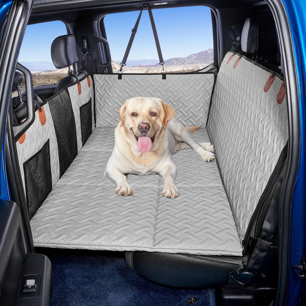 MAXFUT dog back seat extender transforms truck rear into spacious bed for comfortable trips.