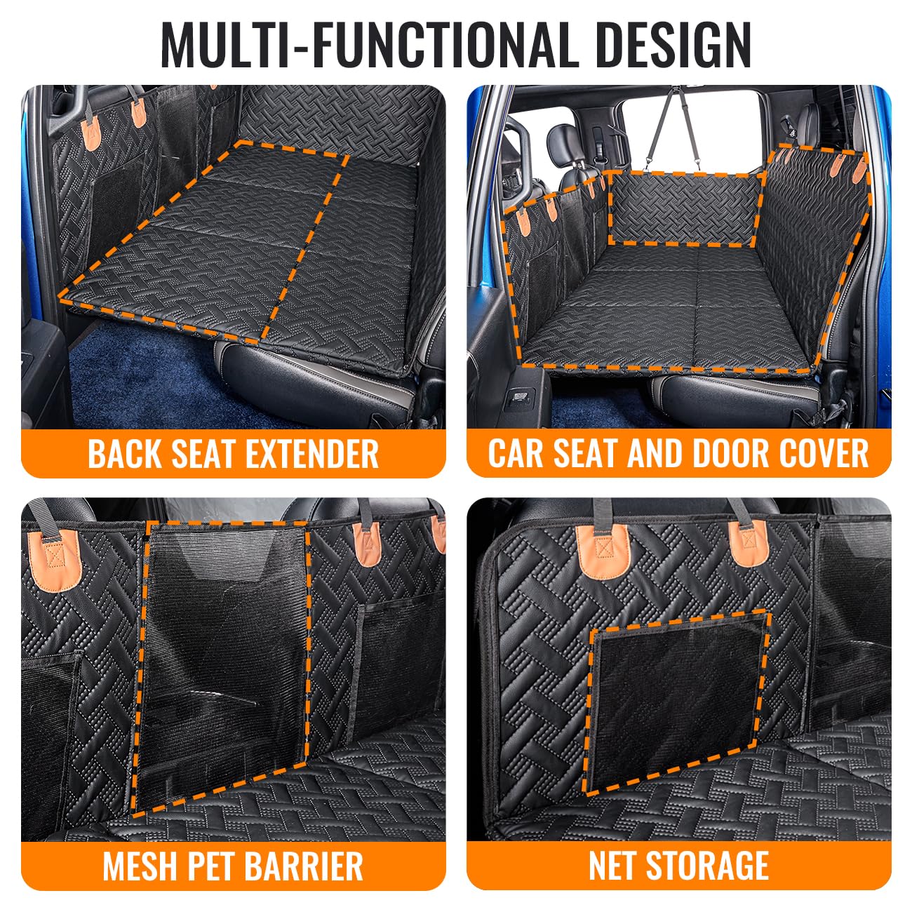 MAXFUT PU leather dog seat cover provides waterproof, easy-clean protection.