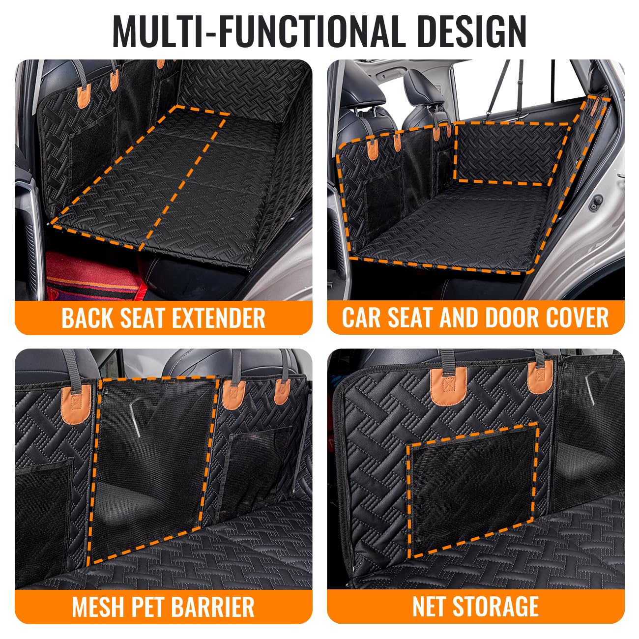 MAXFUT rear seat protector guards doors from scratches during lively trips.