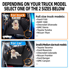 MAXFUT truck dog seat cover converts back seat to a comfy dog bed on the road