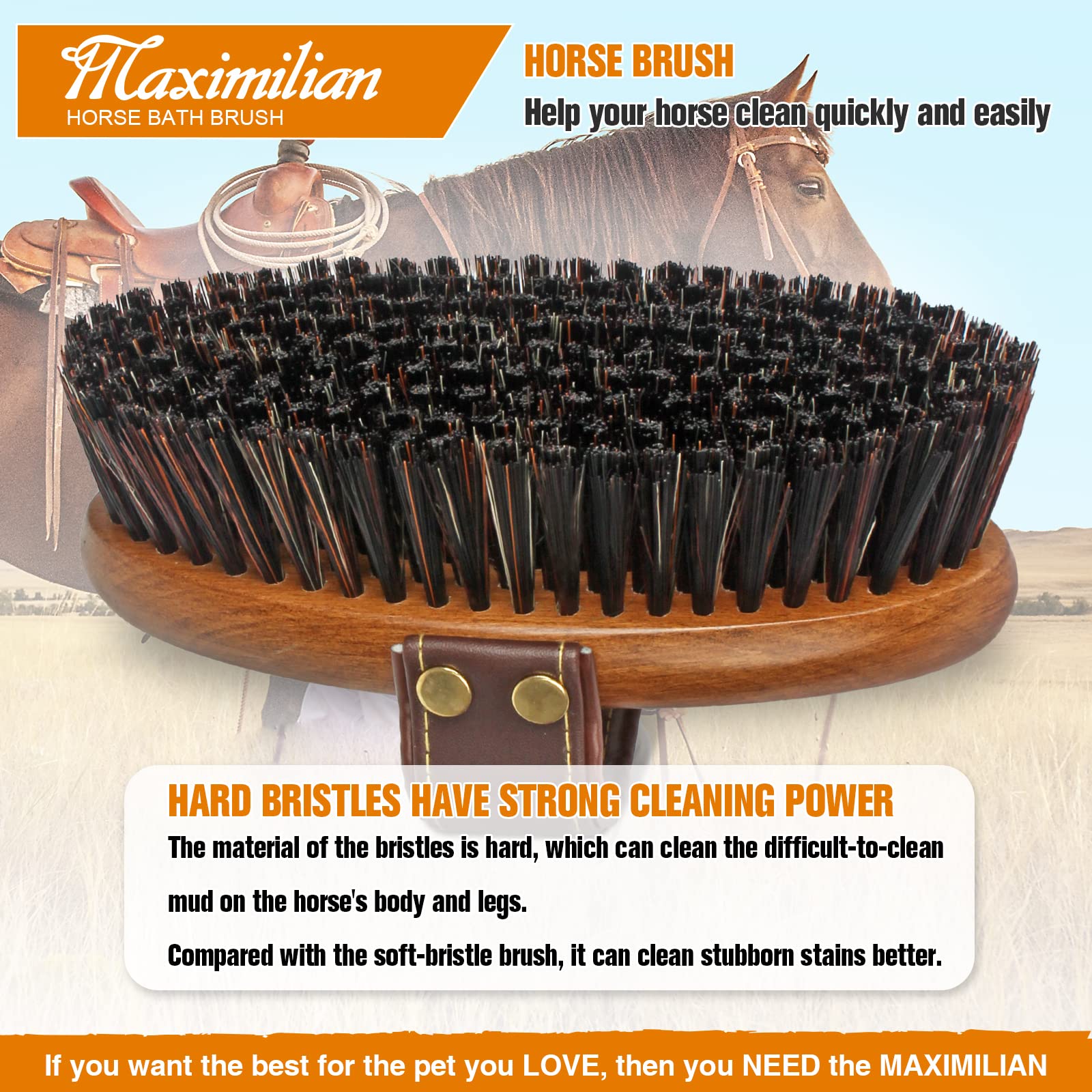 MAXIMILIAN brush in use delivering a gentle massage during grooming sessions.