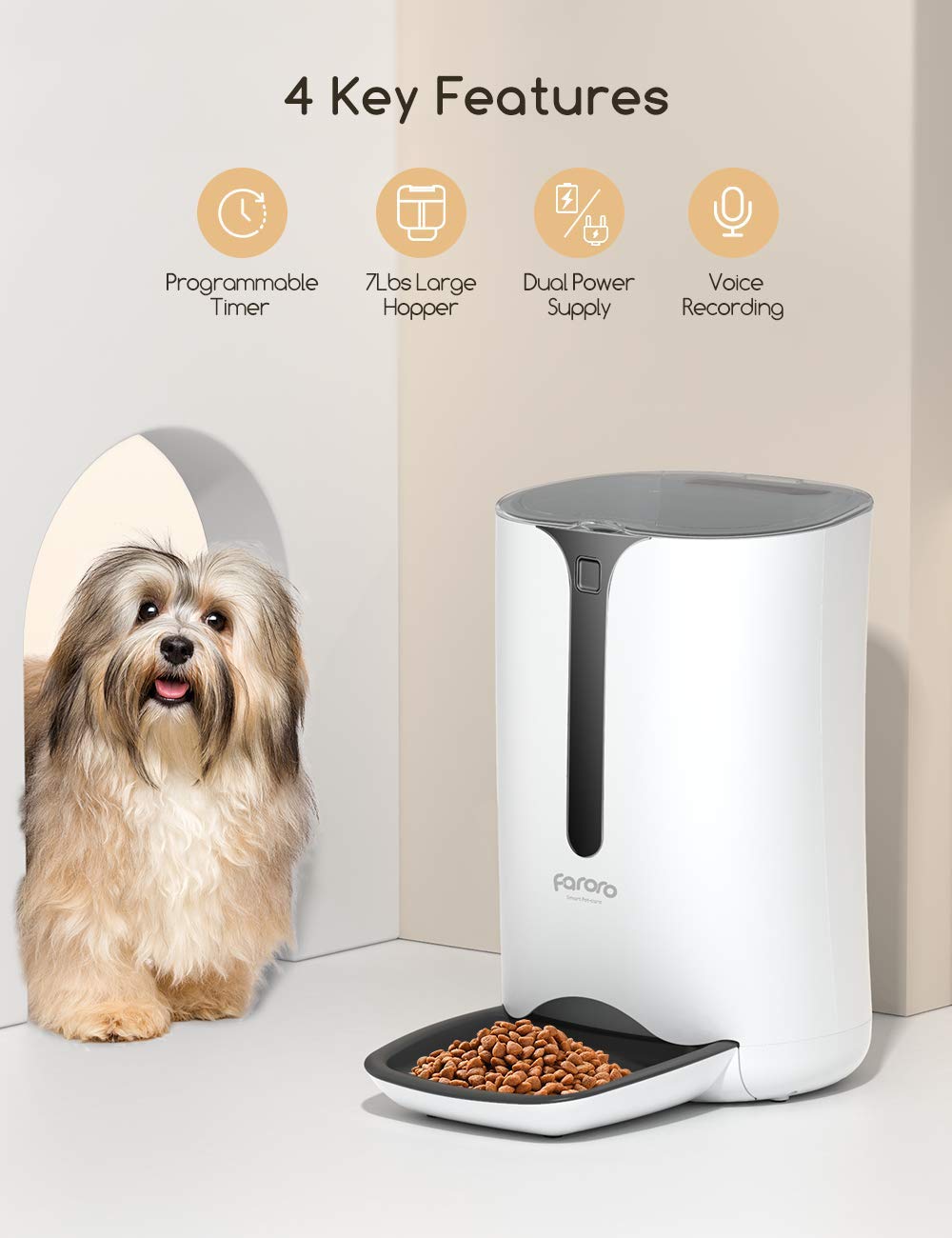 MAXKU Automatic Cat Feeder hopper inside view highlights large capacity for multi-day feeding.