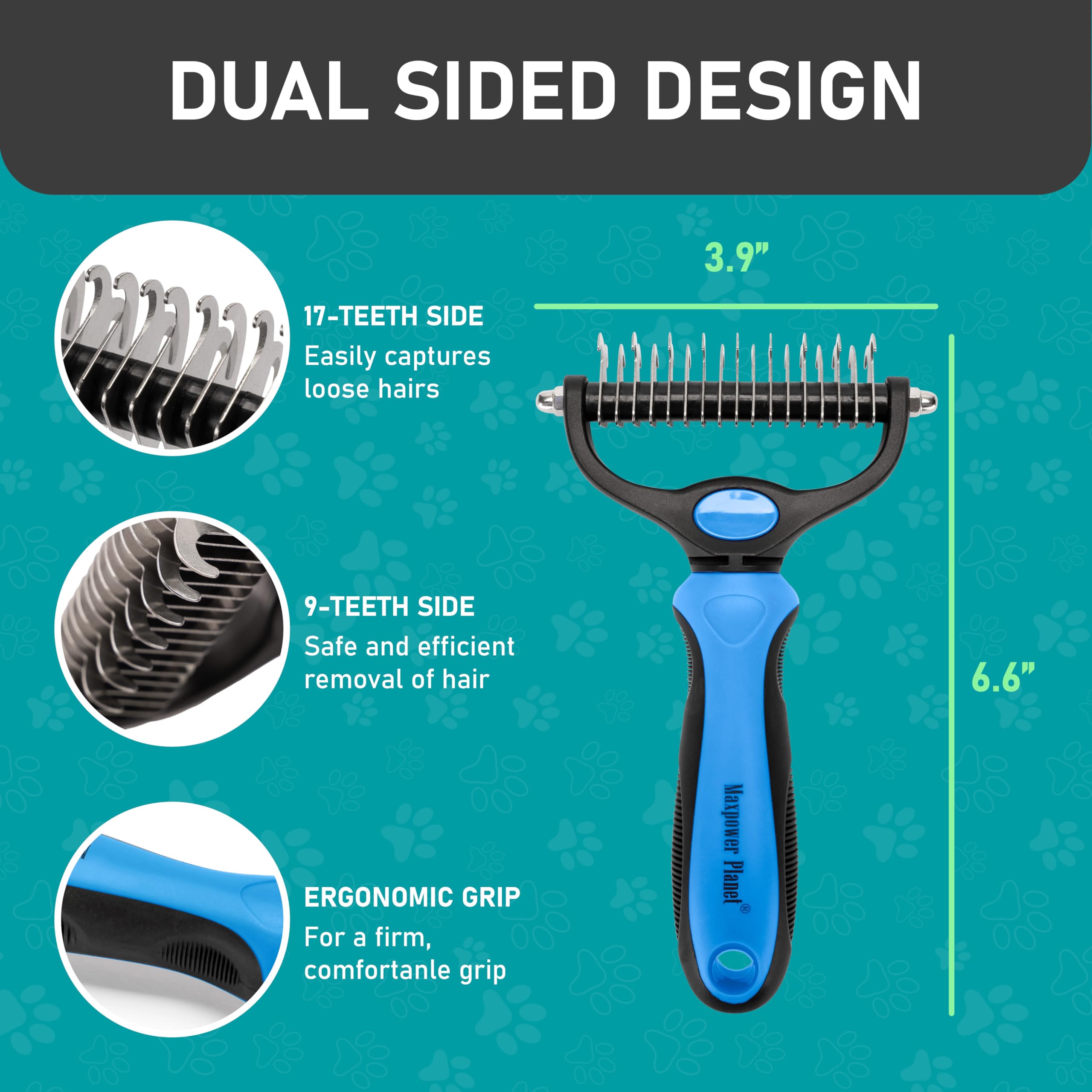 Cepillo para desprender pelo con 17 dientes de Maxpower Planet