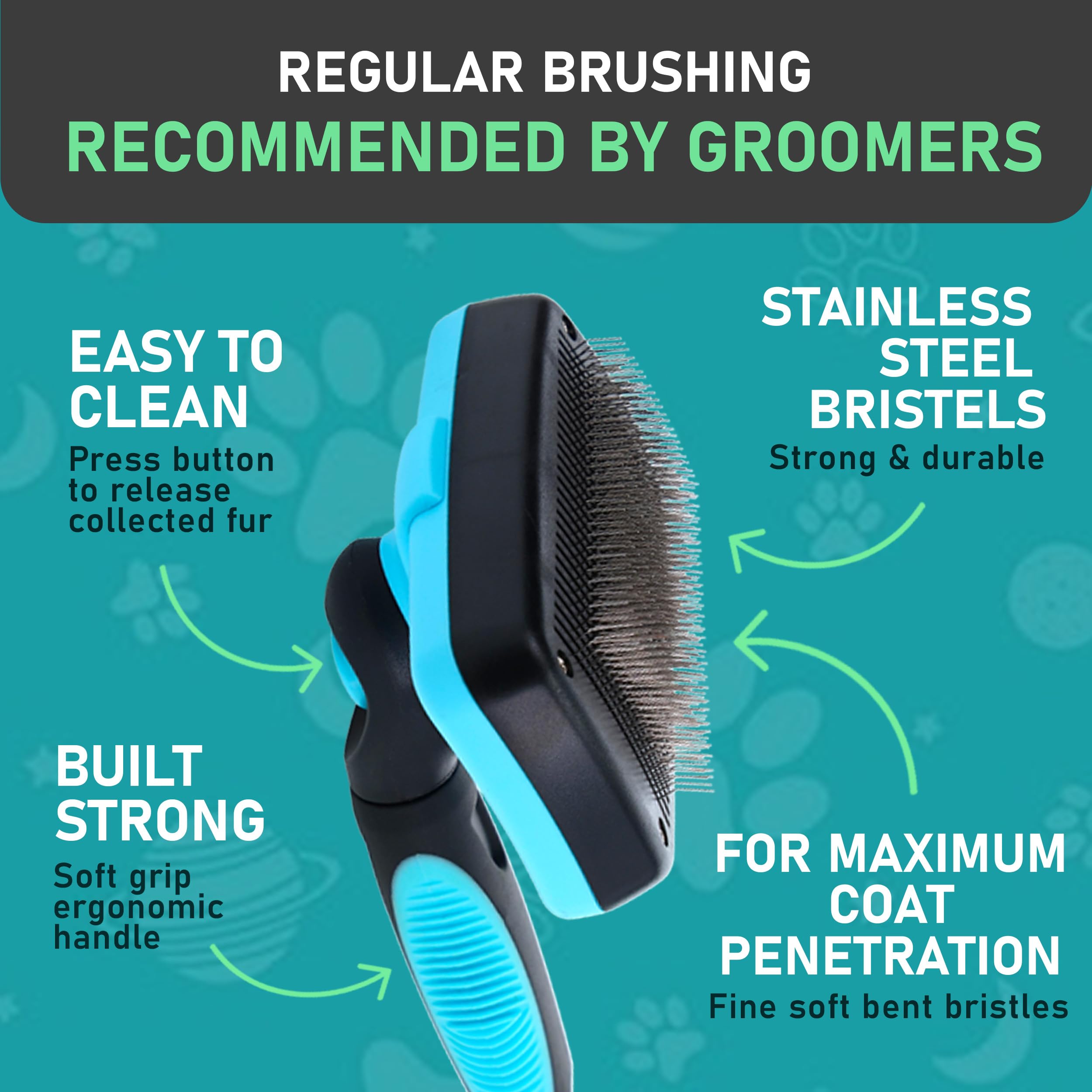 Maxpower Planet pet grooming brush seventeen-teeth side deshedds loose fur on thick coats