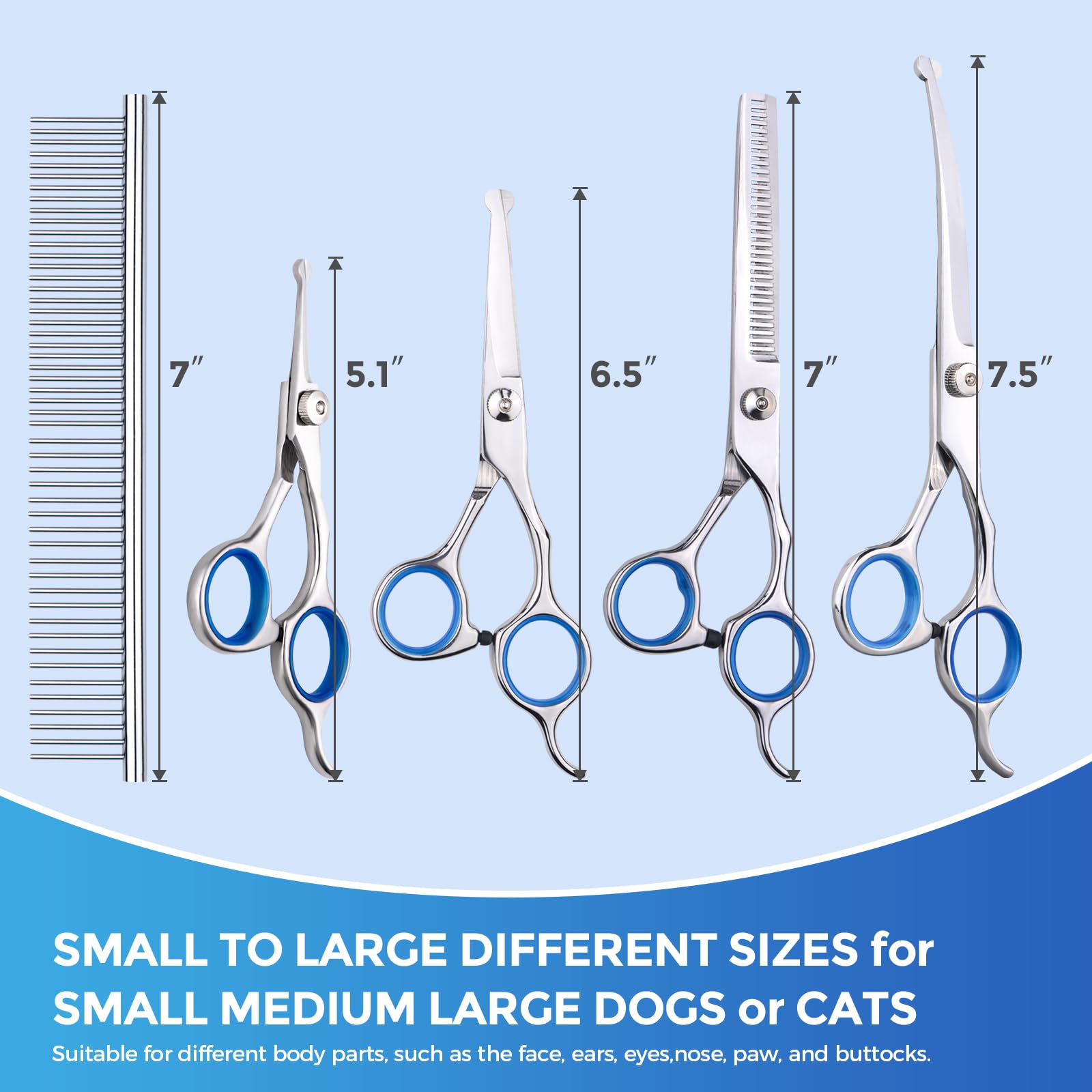 Maxshop curved scissors for grooming used around head and ears with smooth cuts.