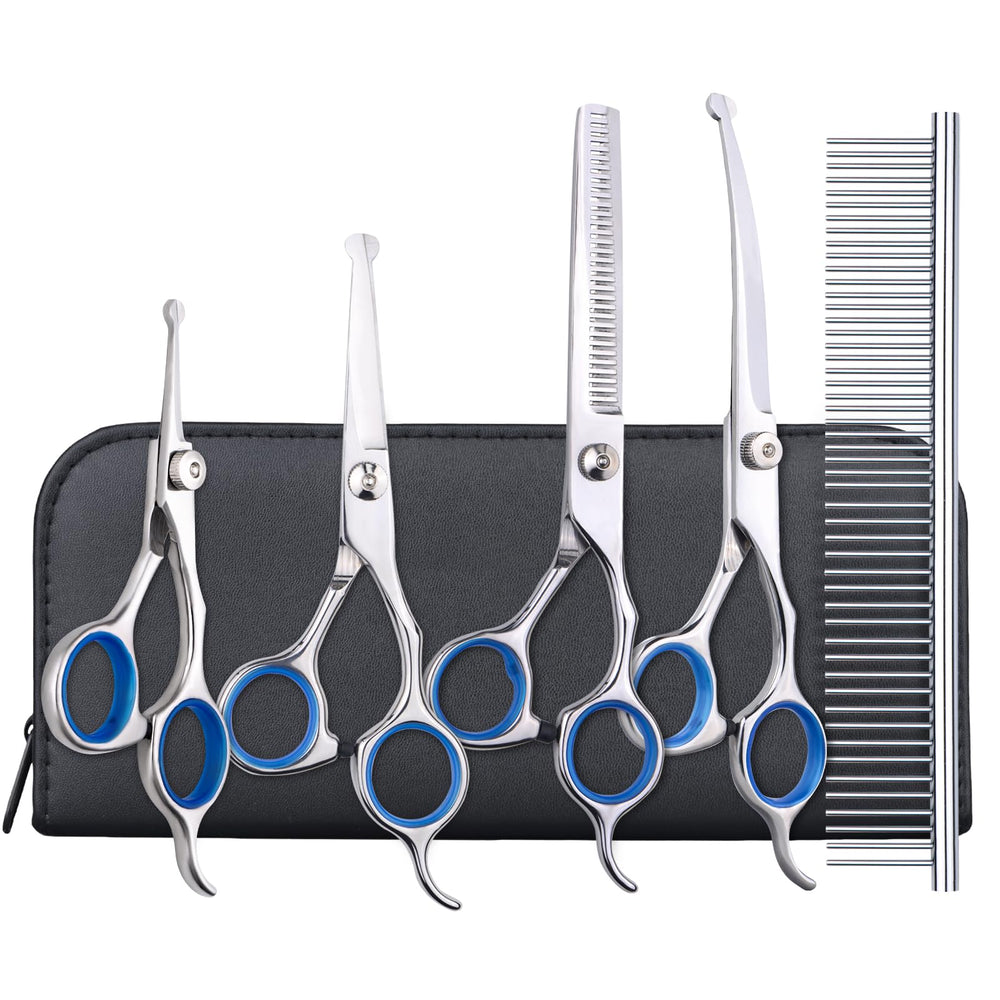 Maxshop dog grooming scissors kit closeup, showcasing premium blades for precise trims.