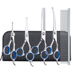 Maxshop dog grooming scissors kit closeup, showcasing premium blades for precise trims.