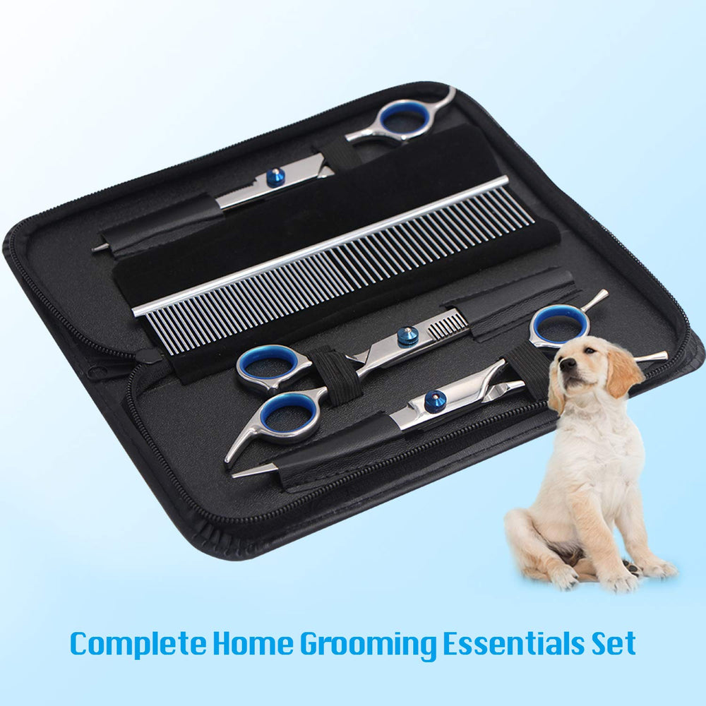 Maxshop dog grooming scissors kit curved scissor for around-head trimming and delicate edge work.