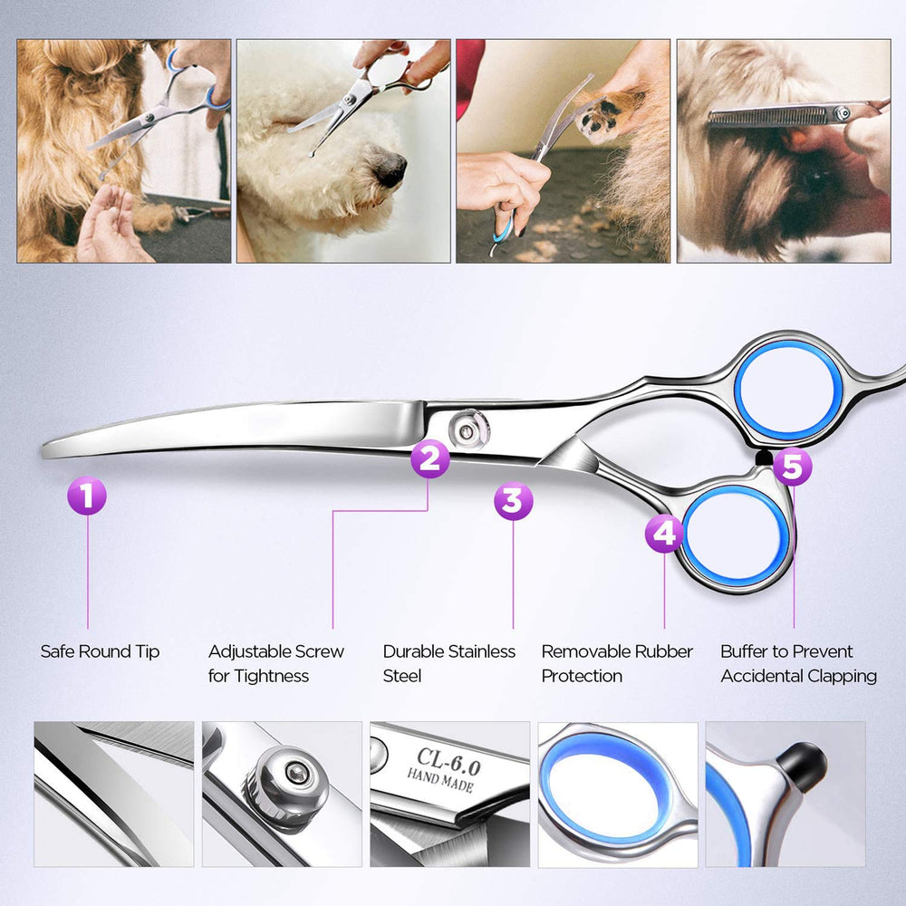 Maxshop dog grooming scissors kit muffler-quiet design for calmer grooming sessions.