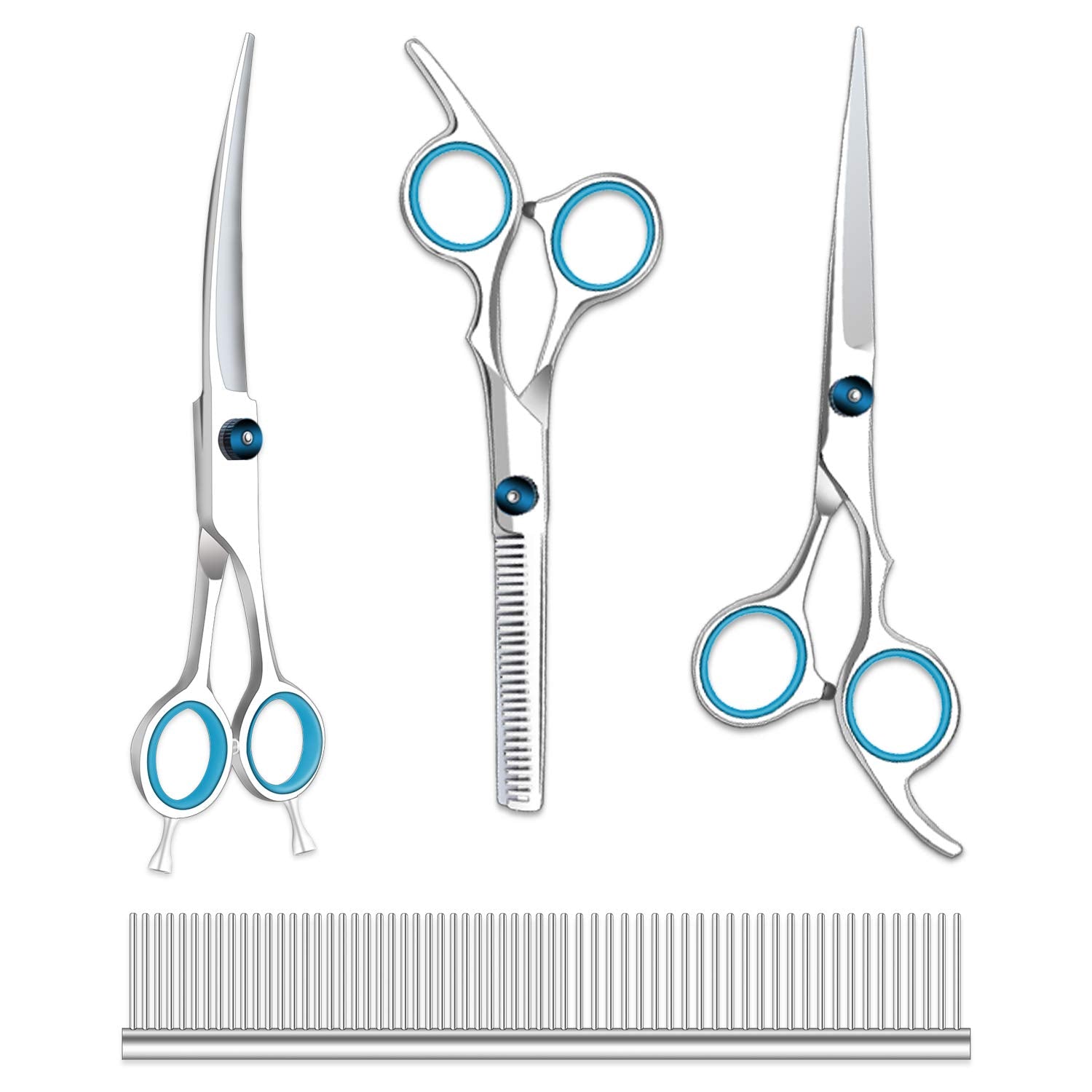 Maxshop dog grooming scissors kit straight scissor for precise long-hair trimming and body shaping.