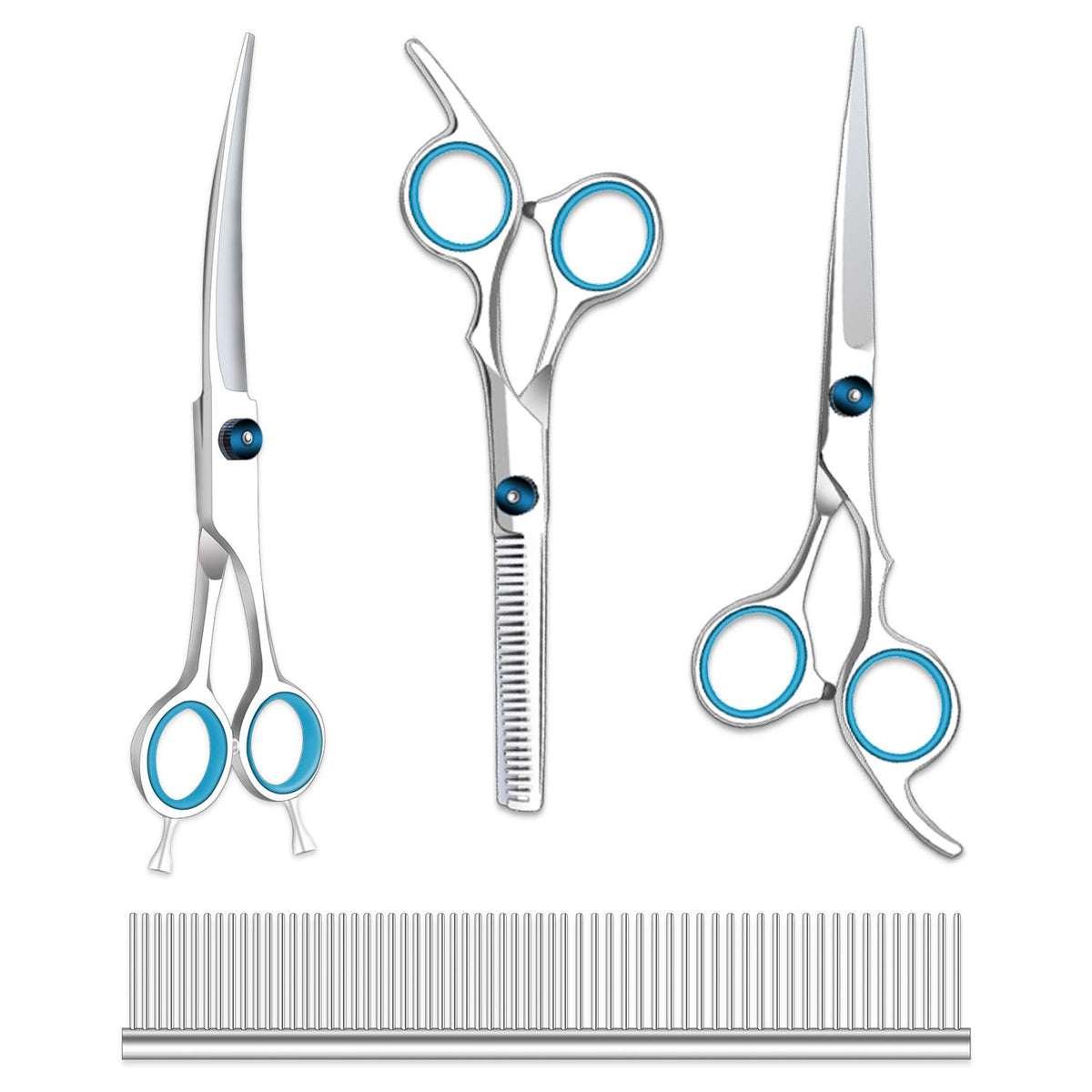 Maxshop dog grooming scissors kit straight scissor for precise long-hair trimming and body shaping.