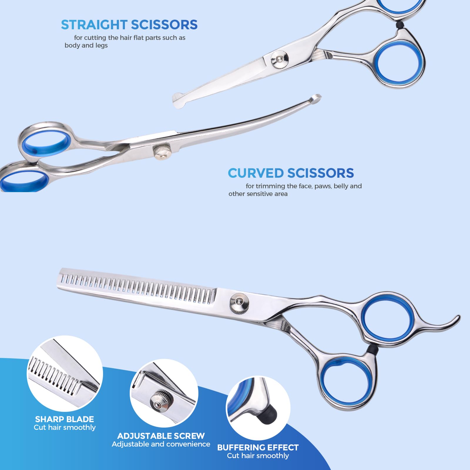 Maxshop stainless steel blades deliver sharp, durable grooming performance for pet coats.